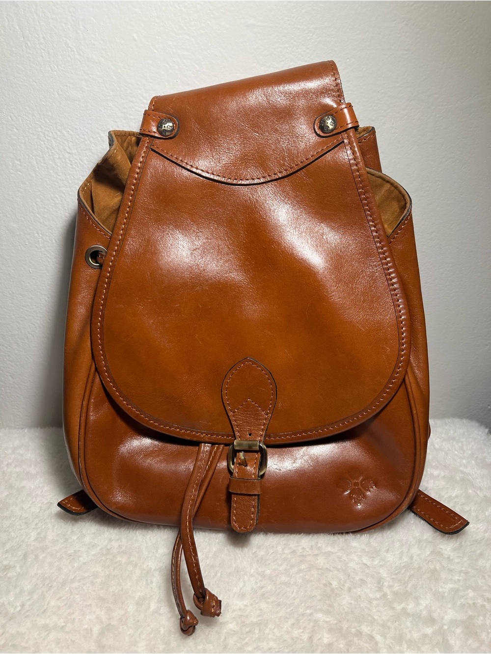 Patricia Nash Cognac Leather Convertible Backpack or Shoulder Bag